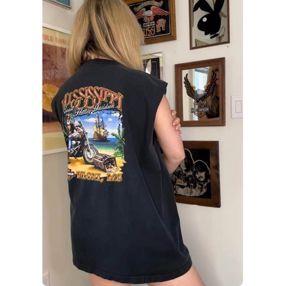 Vintage 2004 Harley Davidson Biloxi, Mississippi Coast Sleeveless Tee - 2XL - Picture 2 of 4